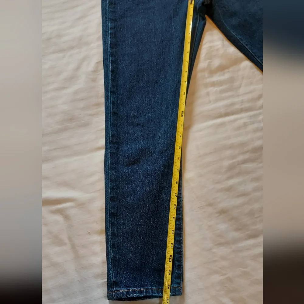 Levis Premium 501s High Rise Straight Leg Dark Wash Jeans 25x28